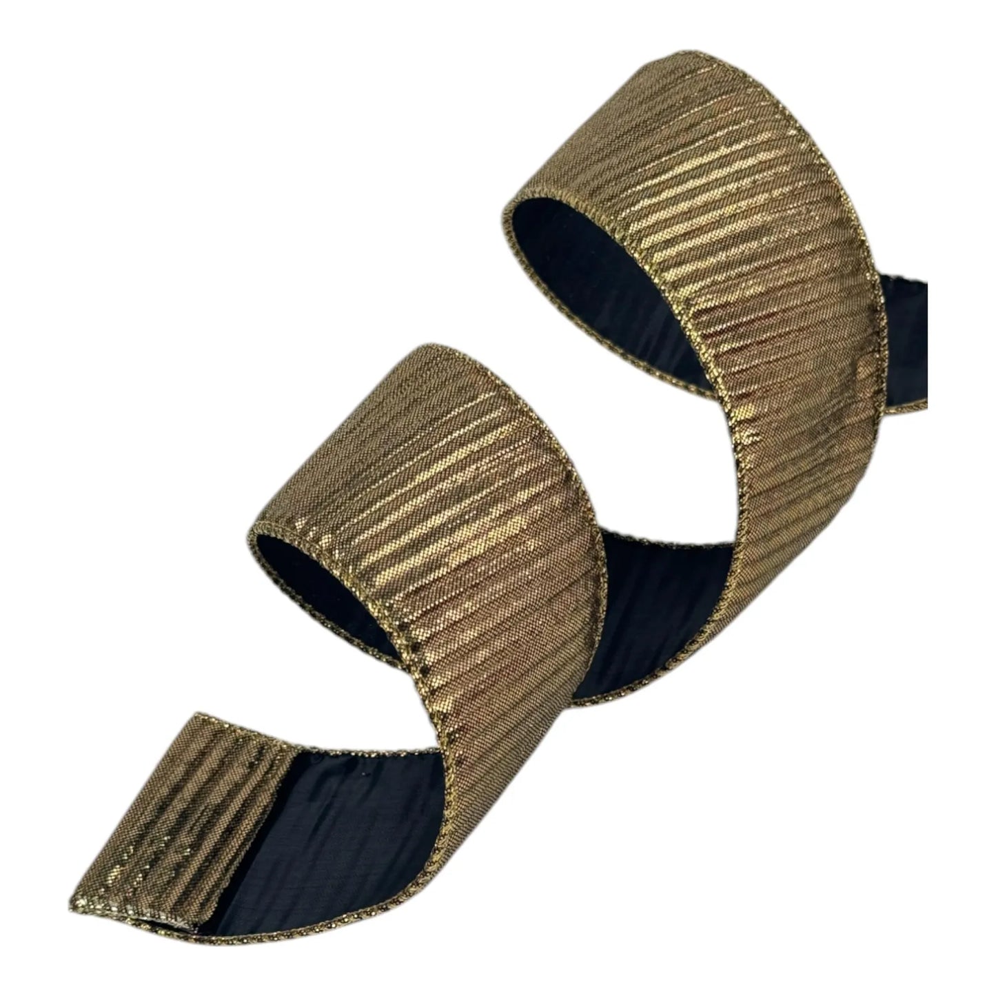 Listón Decorativa Texturizada Dorada con Negro   – 6.3 cm x 8.22 metros