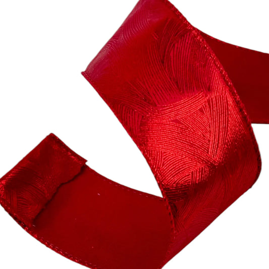 Listón Decorativa Roja Texturizada  – 6.3 cm x 8.22 metros