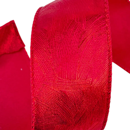 Listón Decorativa Roja Texturizada  – 6.3 cm x 8.22 metros