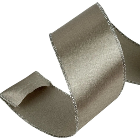 Listón Decorativa Dorado Champagne con Borde Brillante  – 6.3 cm x 8.22 metros
