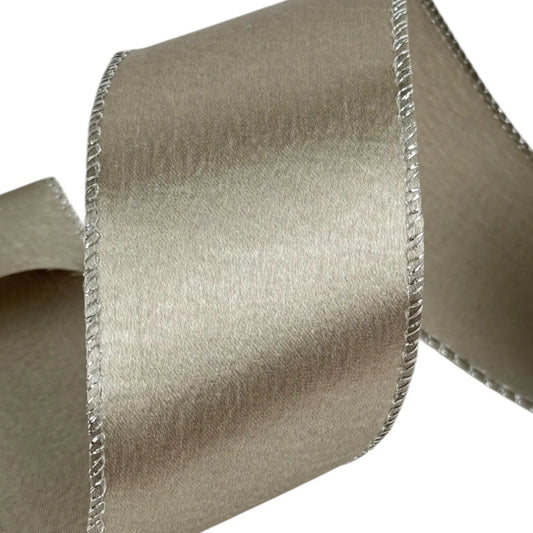 Listón Decorativa Dorado Champagne con Borde Brillante  – 6.3 cm x 8.22 metros