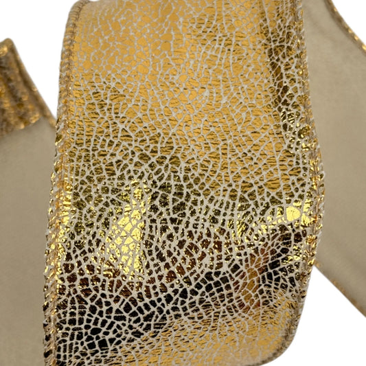 Listón Decorativa Dorada con textura – 6.3 cm x 8.22 metros