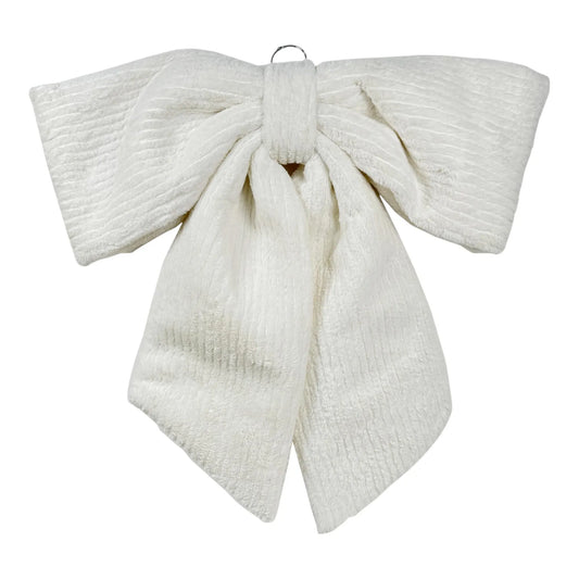 Moño Decorativo Blanco Terciopelo – 100 cm