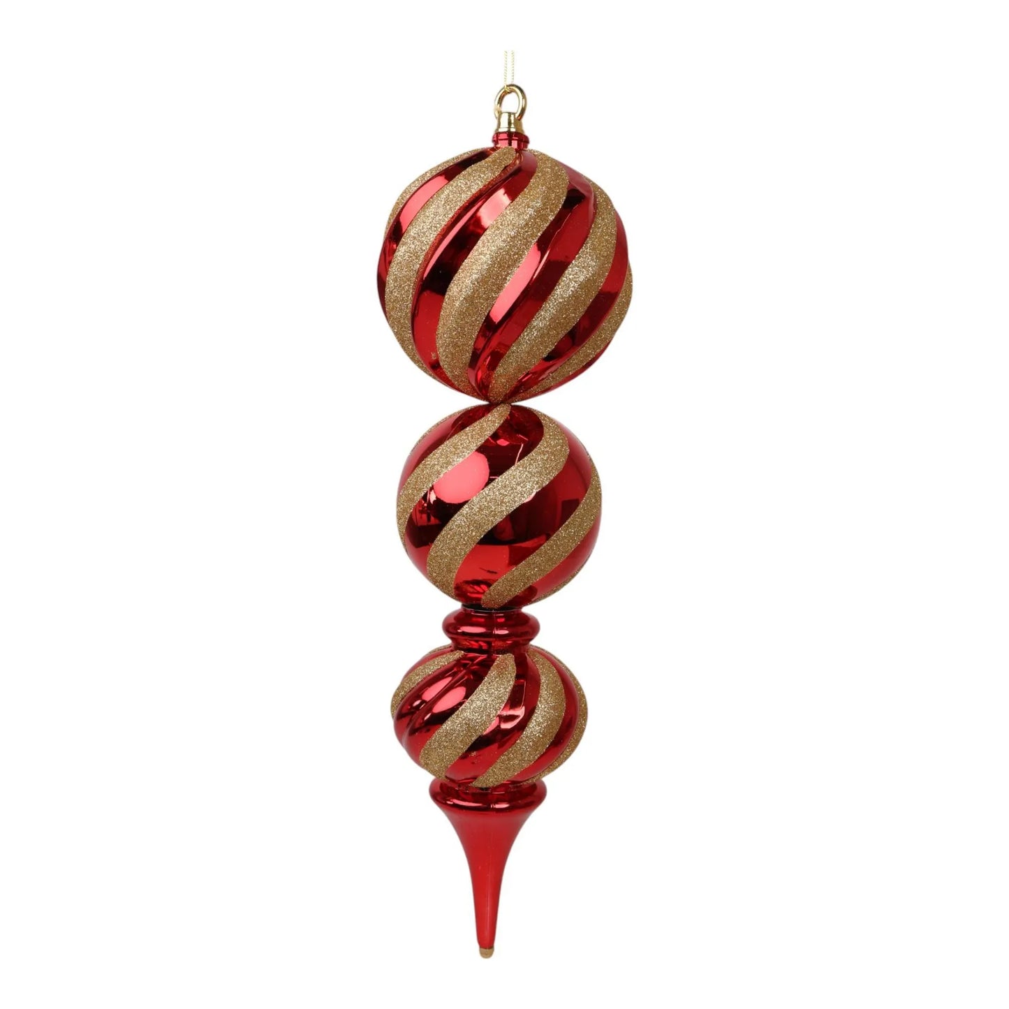 Adorno Colgante Navideño Espiral Rojo con Dorado 50cm