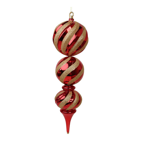 Adorno Colgante Navideño Espiral Rojo con Dorado 50cm