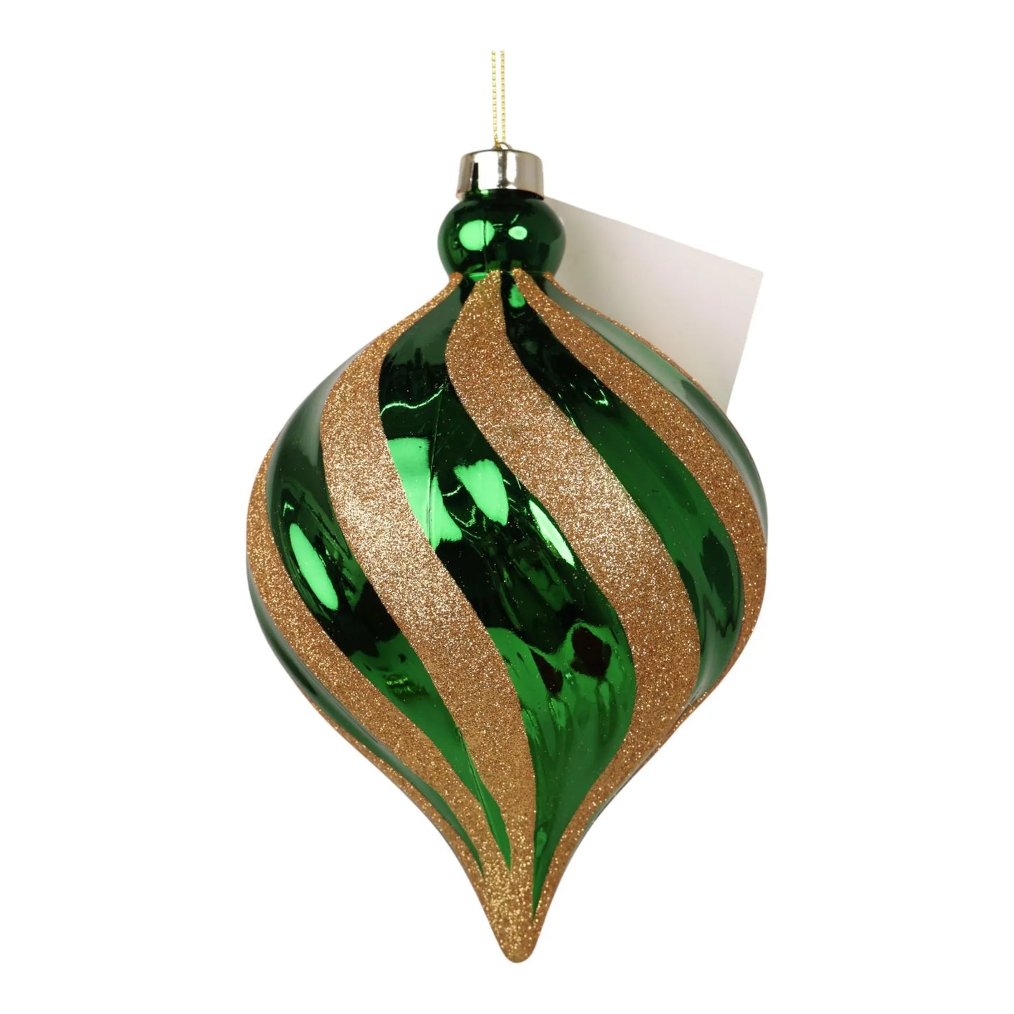 Adorno Colgante Gota Verde con Dorado 22cm