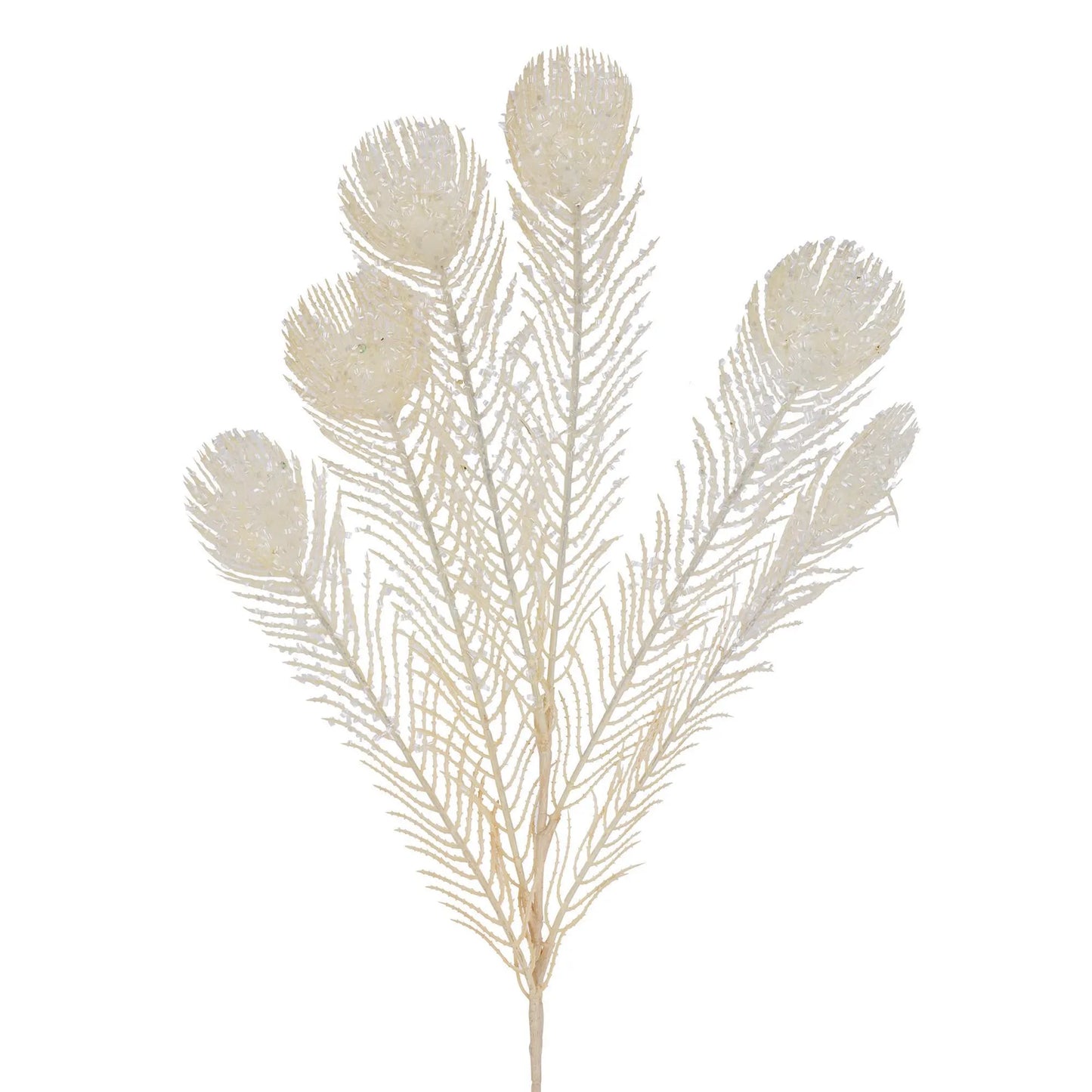 Follaje Blanco Tipo Pluma 74 cm – Decoración Navideña