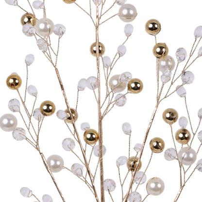 Follaje Decorativo con Perlas Blancas y Doradas – 72 cm