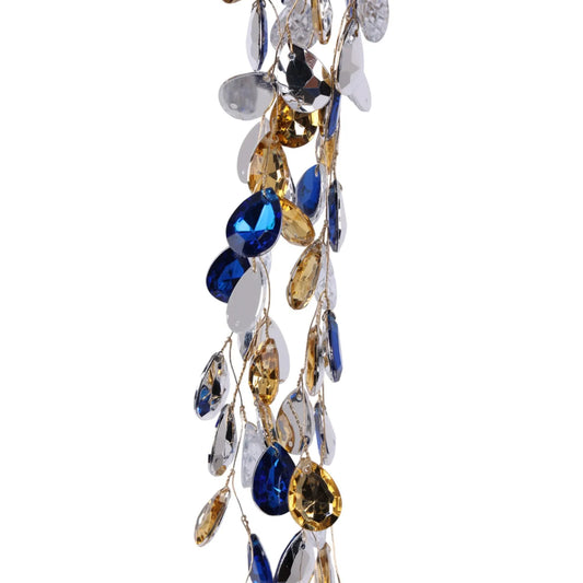 Adorno Colgante con Gotas de Cristal Acrílico Azul – 45 cm