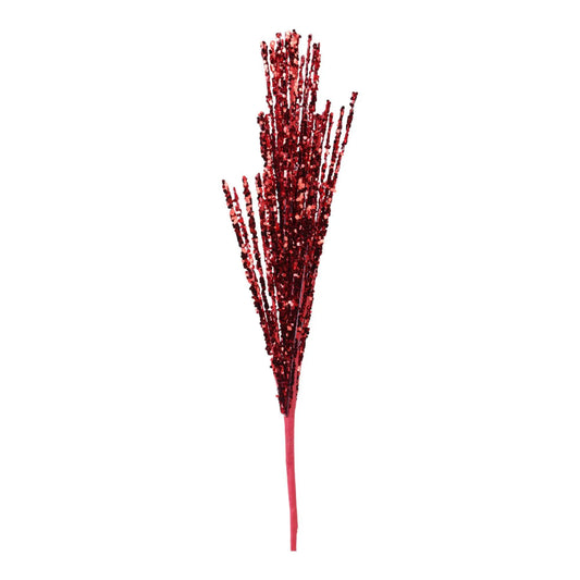 Follaje Decorativo con Escarcha Rojo – 63 cm