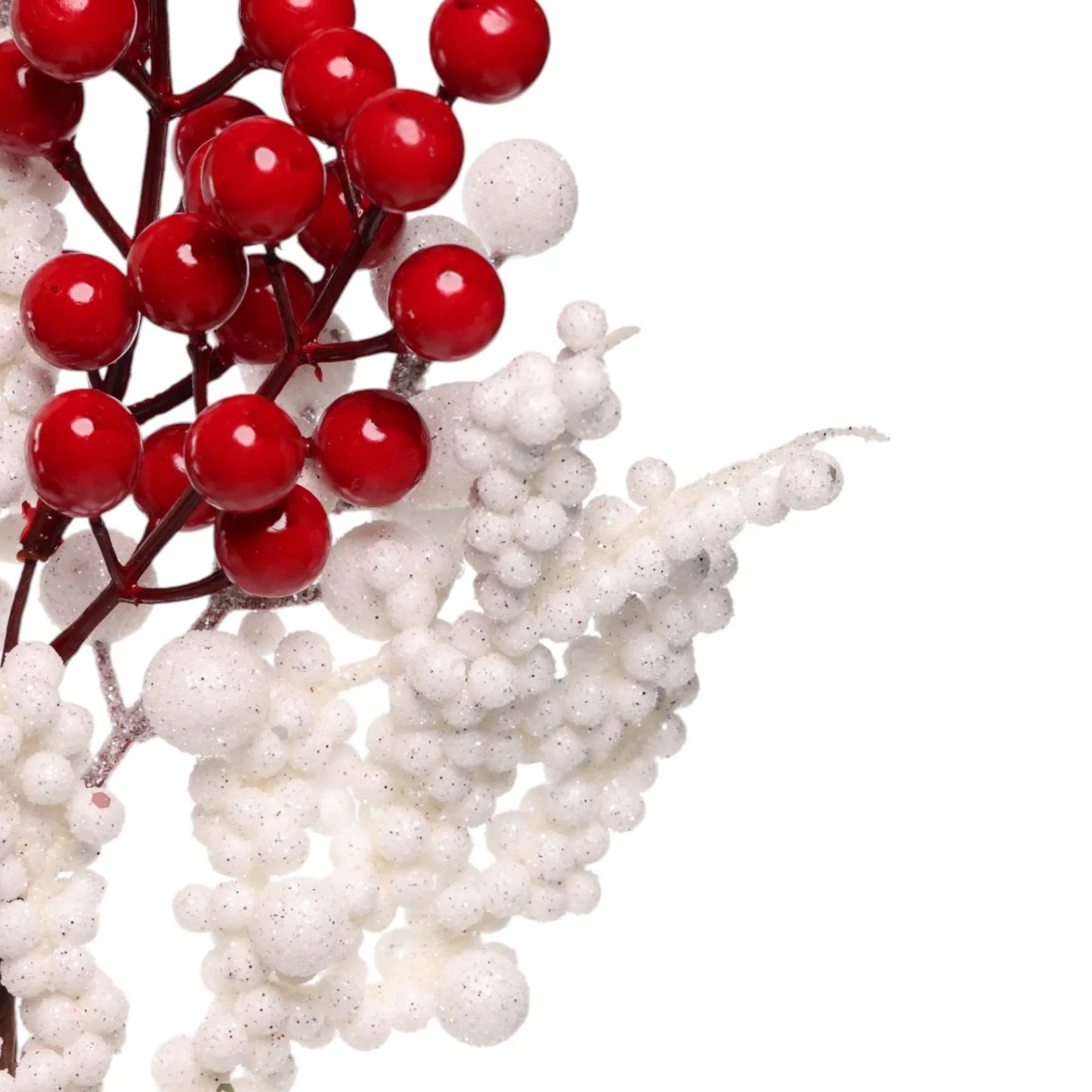 Rama Decorativa con Berries Blancas y Rojas – 74 cm