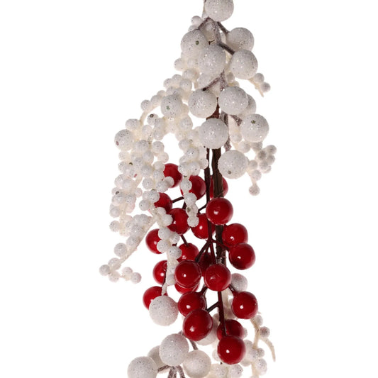 Guirnalda Decorativa con Berries Blancas y Rojas – 120 cm