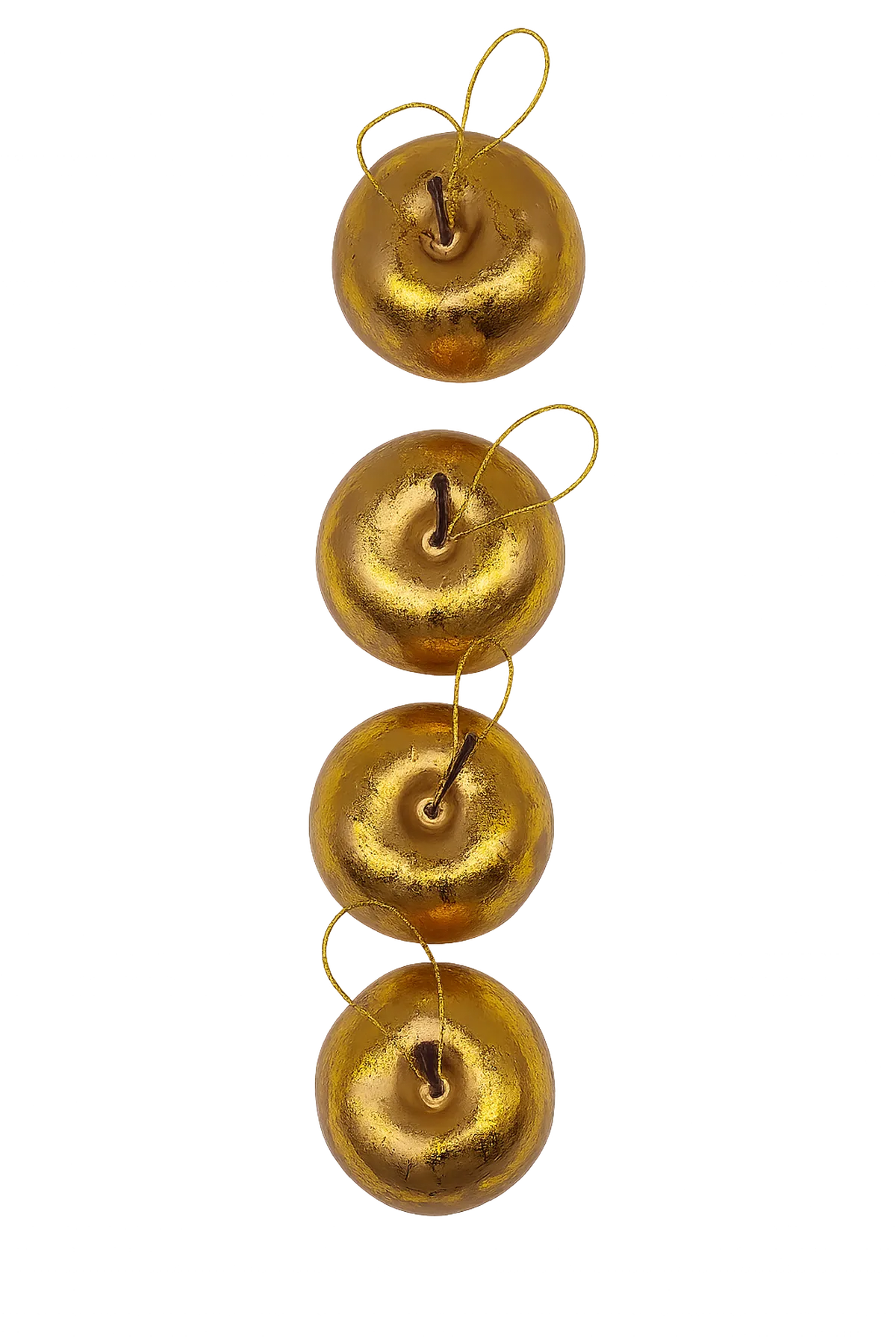 Juego de Manzanas Doradas Colgantes – Set de 4 piezas 5 cm