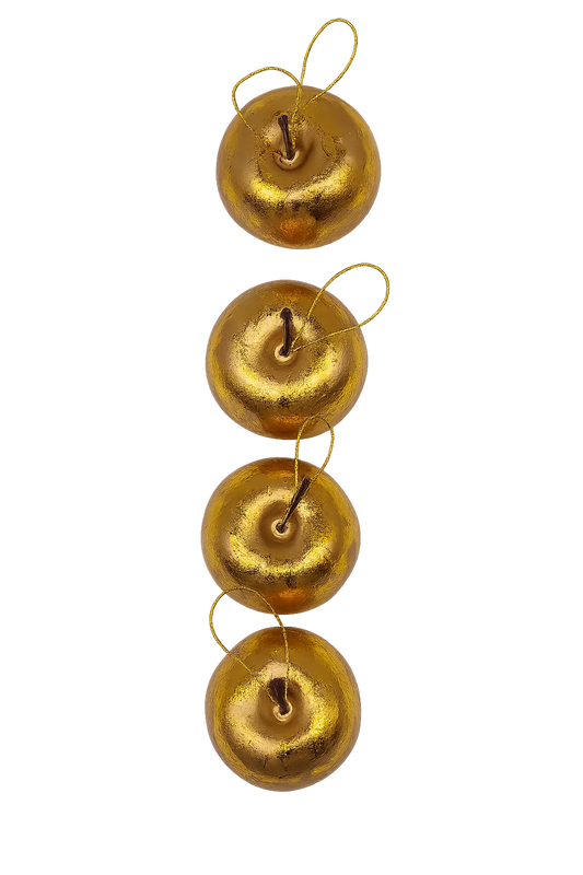 Juego de Manzanas Doradas Colgantes – Set de 4 piezas 5 cm