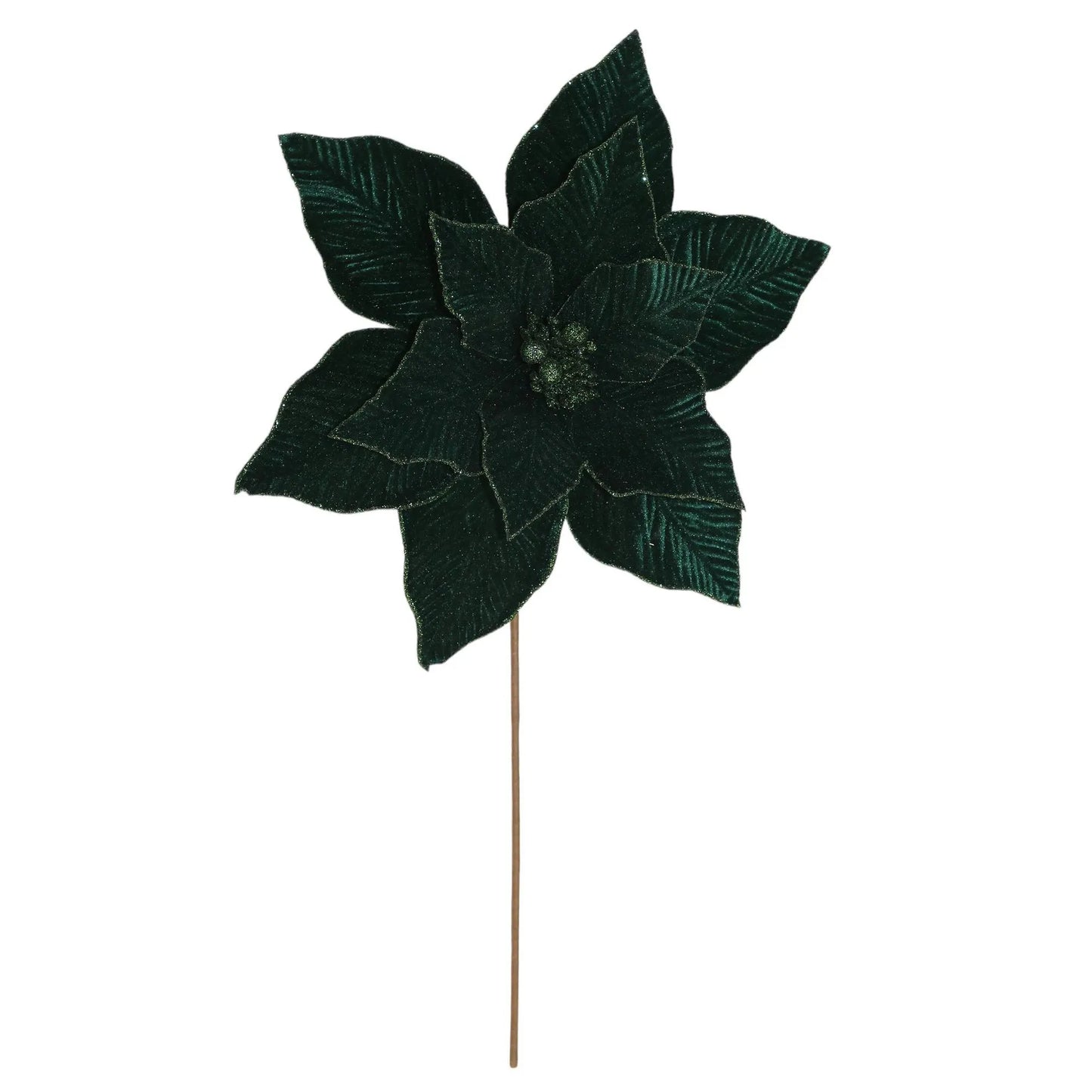 Nochebuena Decorativa Verde con Escarcha – 55 cm