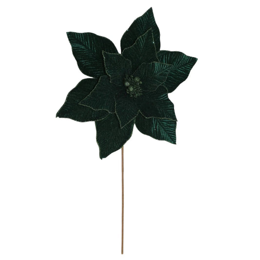 Nochebuena Decorativa Verde con Escarcha – 55 cm