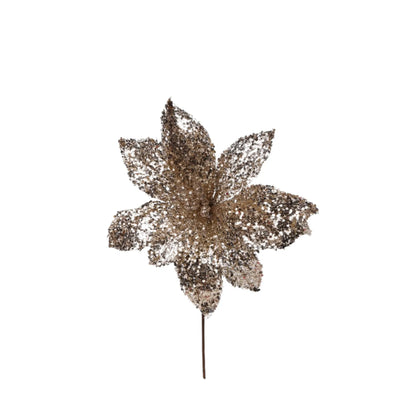 Nochebuena Decorativa Dorada con Lentejuelas – 48 cm