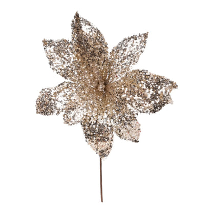 Nochebuena Decorativa Dorada con Lentejuelas – 48 cm