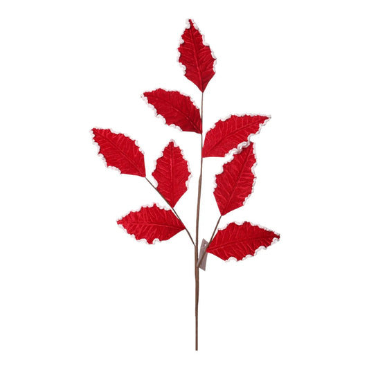 Follaje Decorativo Rojo con Borde Blanco – 78 cm