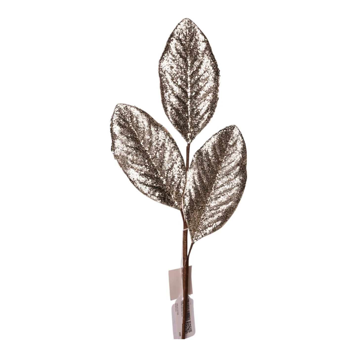 Rama Decorativa Dorado Champagne con Hojas Escarchadas – 74 cm