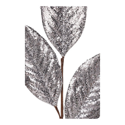 Rama Decorativa Dorada con Hojas Escarchadas – 74 cm