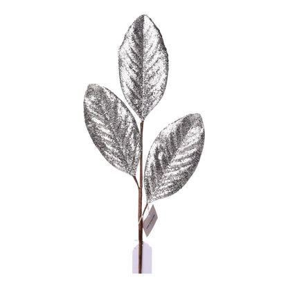 Rama Decorativa Dorada con Hojas Escarchadas – 74 cm