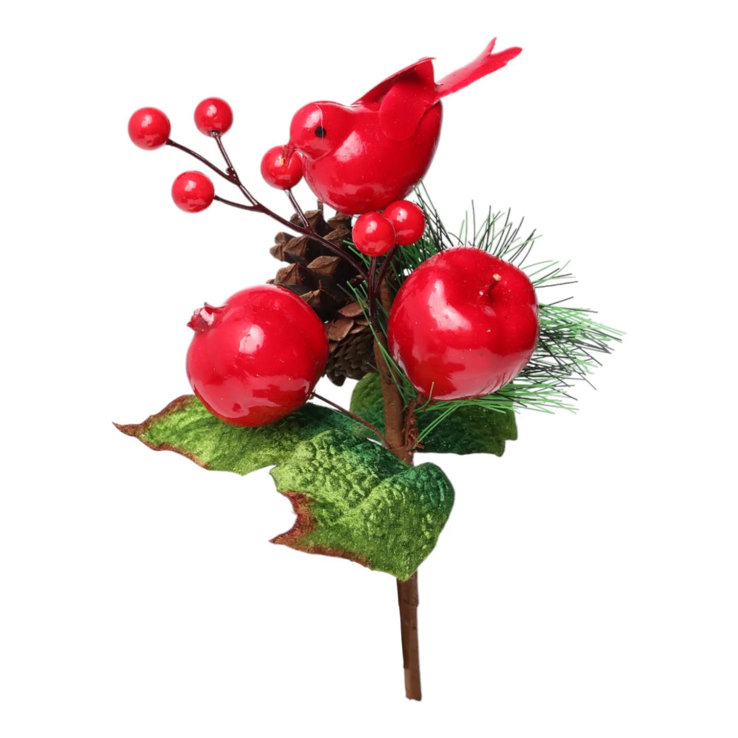 Rama Decorativa con Manzanas, Pájaro y Piña – 25 cm
