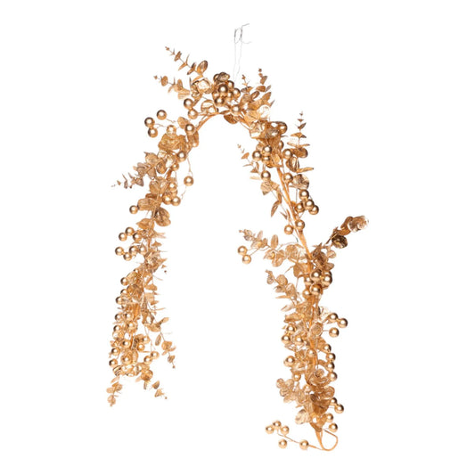 Guirnalda Decorativa Dorada con Esferas y Hojas – 180 cm