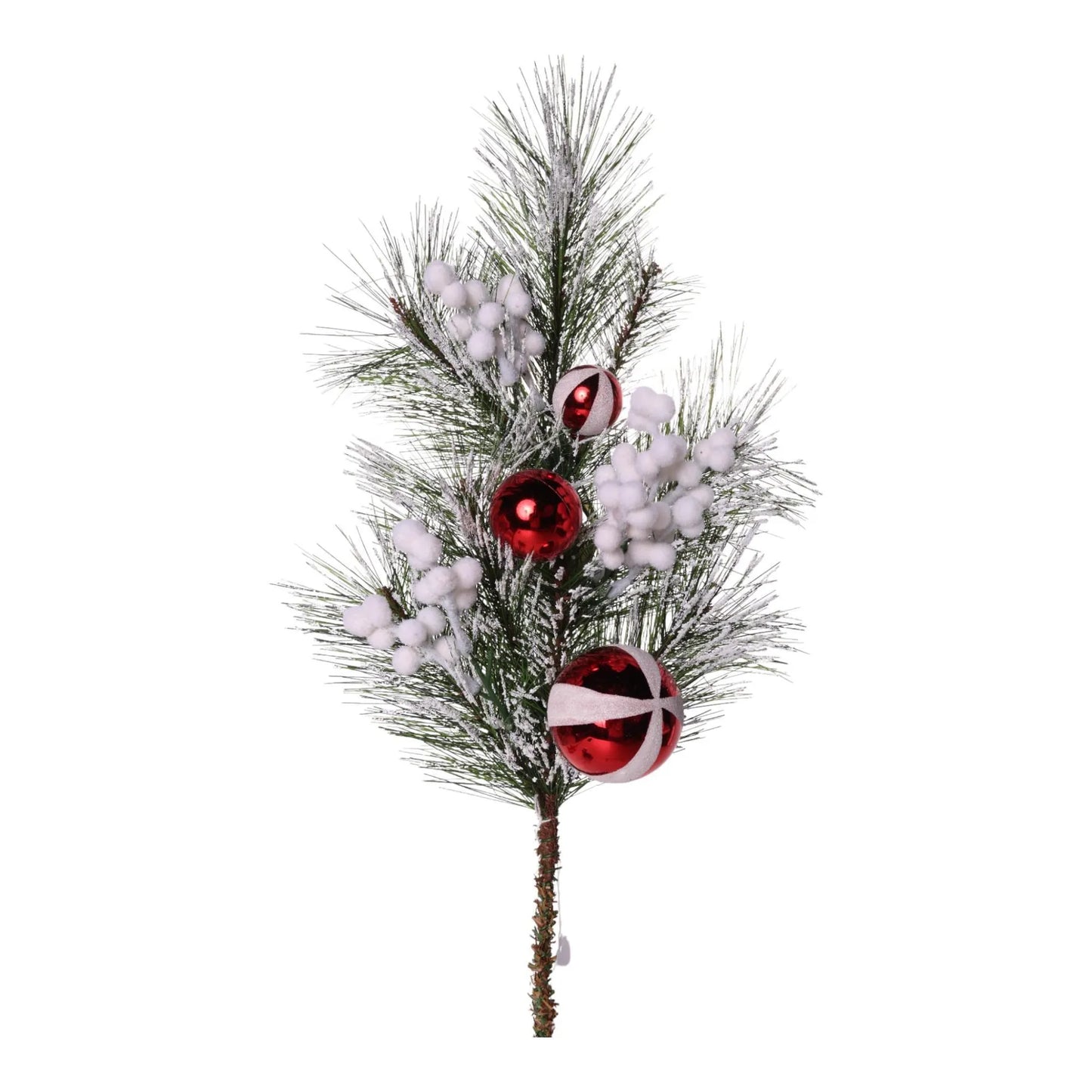 Rama Decorativa Navideña con Esferas y Nieve Artificial – 70 cm