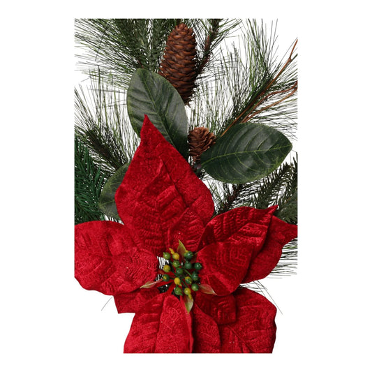 Rama Decorativa Navideña con Nochebuena – 70 x 30 x 10 cm