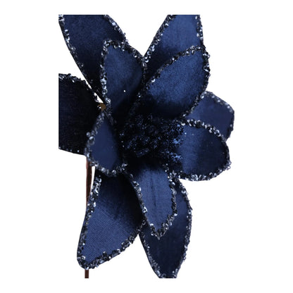 Flor Nochebuena Decorativa Azúl – 24 x 30 cm