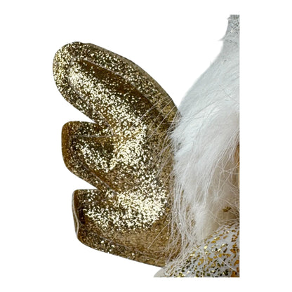 Ángel Decorativo Sentado con Alas Doradas – 56 cm