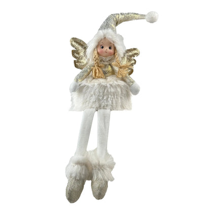 Ángel Decorativo Sentado con Alas Doradas – 56 cm