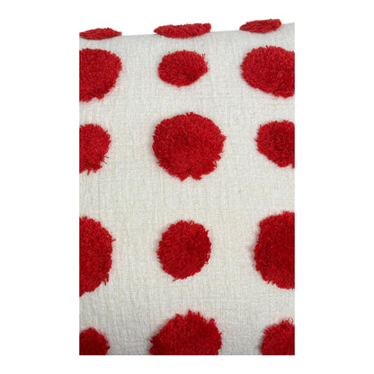 Cojín Decorativo con Pompones Rojos - 45 cm