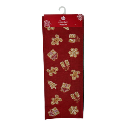 Camino de Mesa Navideño con Motivos de Galletas de Jengibre - 180 cm