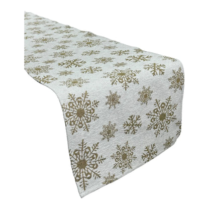 Camino de Mesa Copos de Nieve Dorados - 180 cm