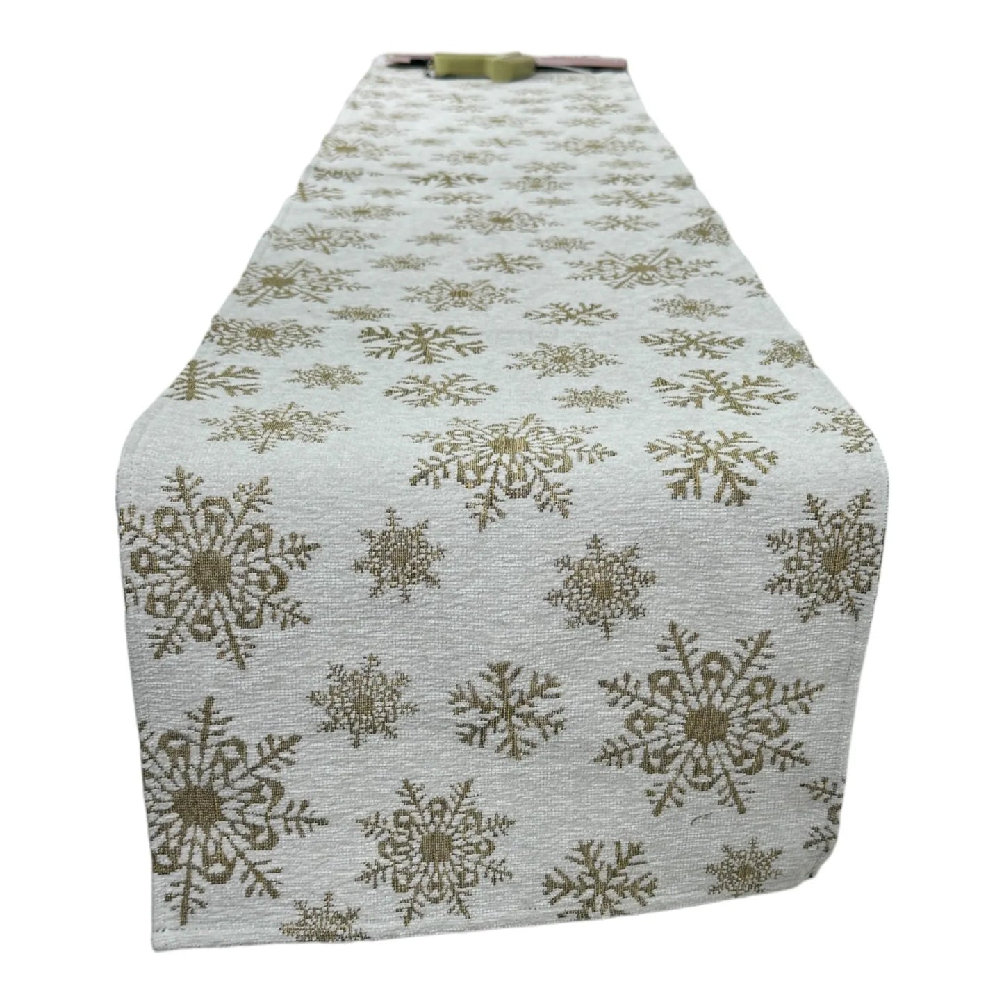 Camino de Mesa Copos de Nieve Dorados - 180 cm