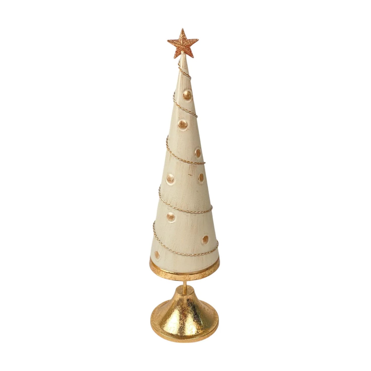 Árbol Decorativo de Hierro con Estrella y Detalles Dorados 9×9×38.5 cm