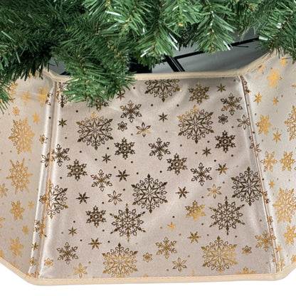 Base de árbol con copos dorados