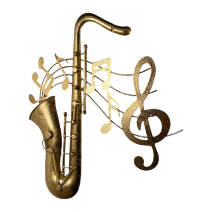 Placa decorativa de pared saxofón con notas musicales