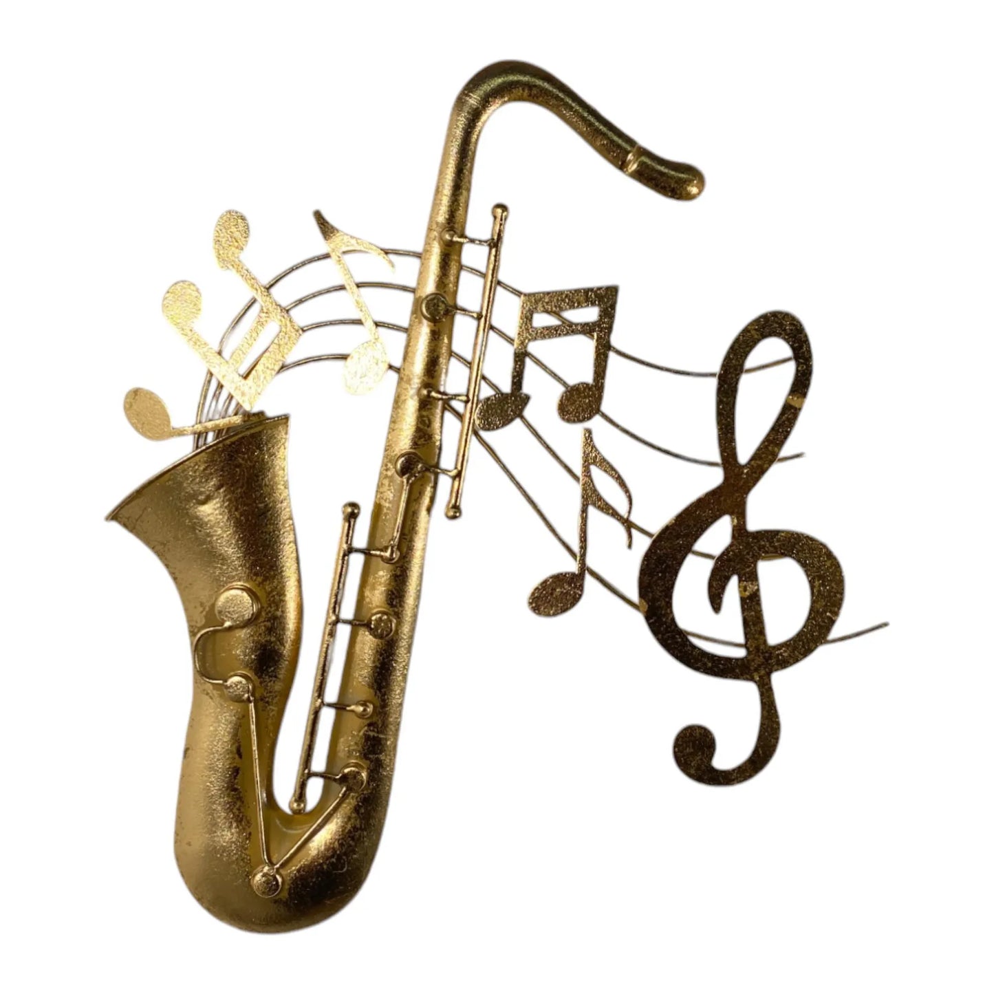 Placa decorativa de pared saxofón con notas musicales