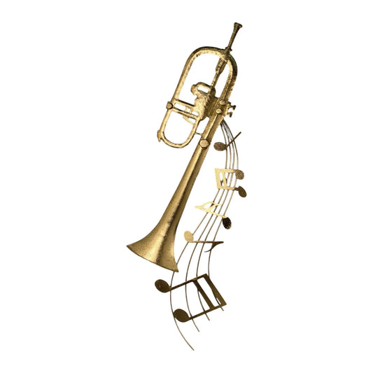 Placa decorativa de pared trompeta con notas musicales