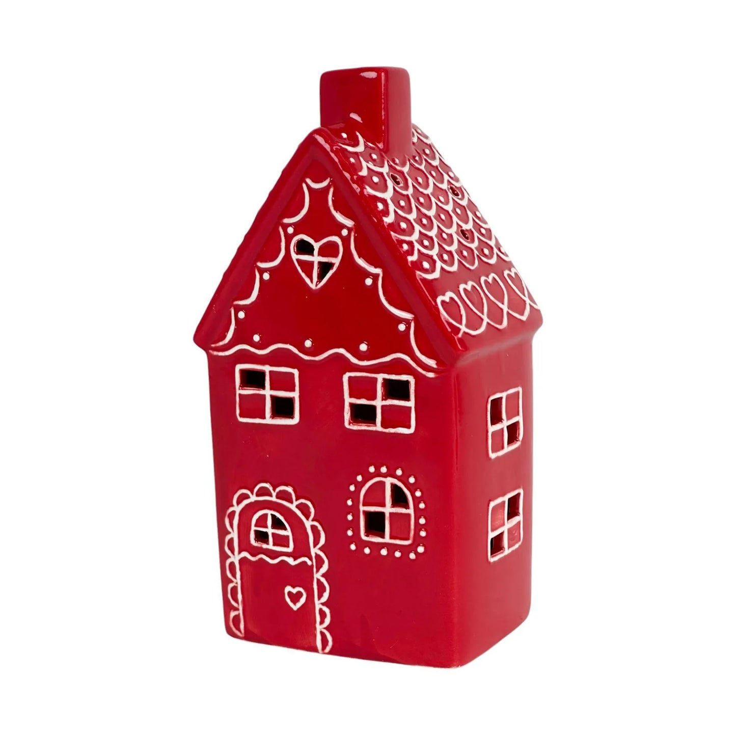 Casa Decorativa con Luz a Pilas – Modelo Casa Roja Navideña 21 cm