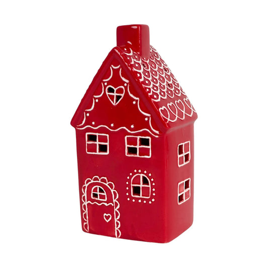 Casa Decorativa con Luz a Pilas – Modelo Casa Roja Navideña 21 cm