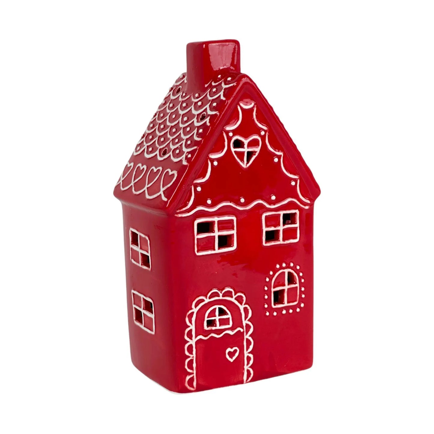Casa Decorativa con Luz a Pilas – Modelo Casa Roja Navideña 21 cm