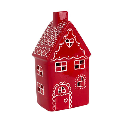 Casa Decorativa con Luz a Pilas – Modelo Casa Roja Navideña 21 cm