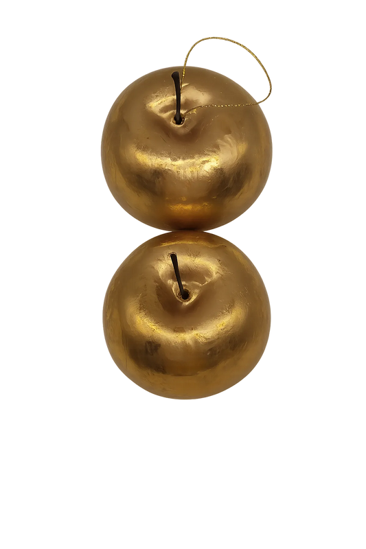 Juego de Manzanas Doradas Colgantes – Set de 2 piezas 6 cm
