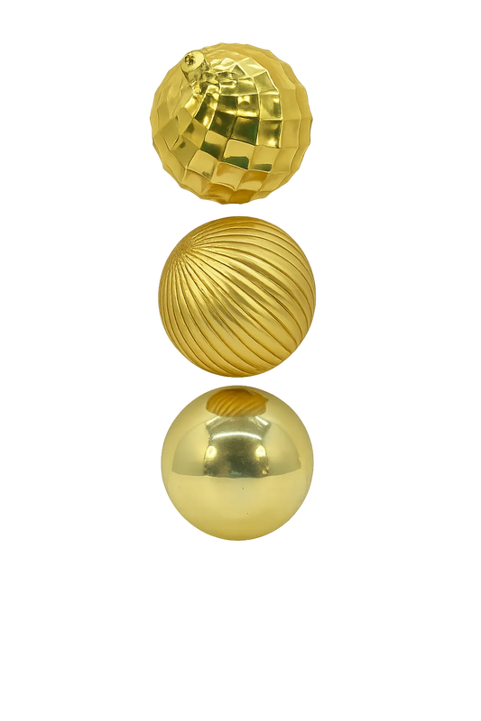 Juego de Esferas Doradas Set de 3 pieza – 15 cm