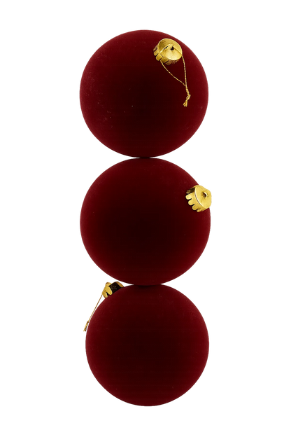 Juego de Esferas de Terciopelo Vino Set de 3 piezas  – 12 cm