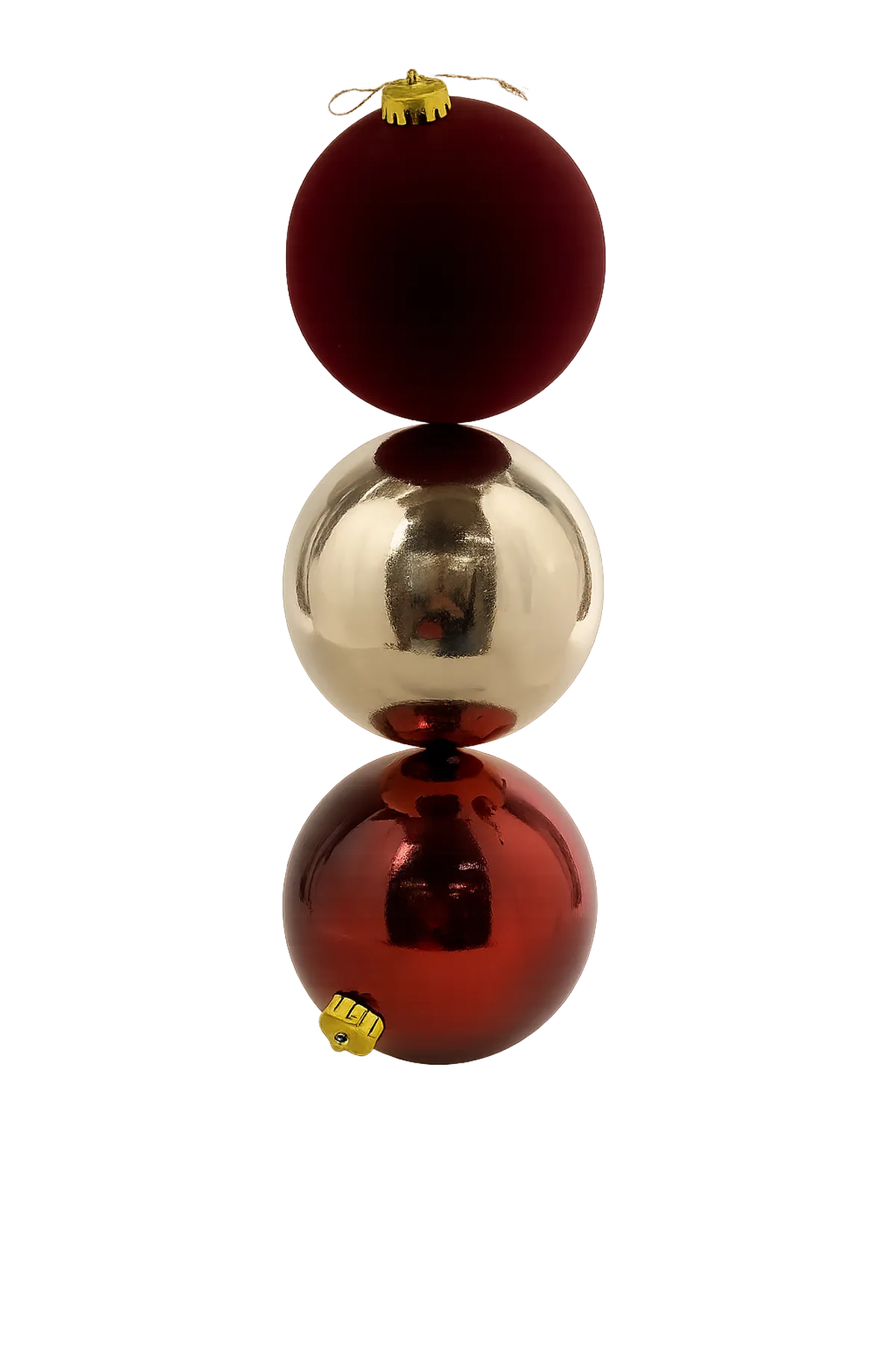 Juego de Esferas Vino, Dorado y Rojo 3 piezas – 12 cm
